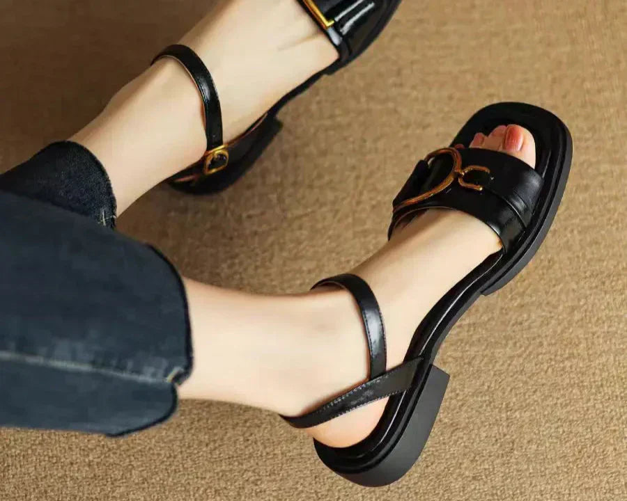 The Amara | Sculpted Leather Square-Toe Sandals™