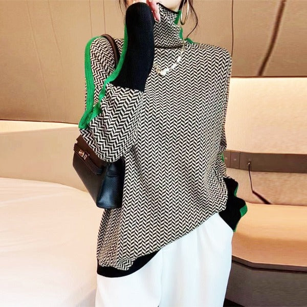 Eleanor | Col Roulé Luxe à Chevrons