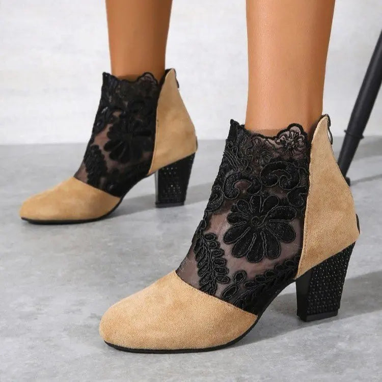 Heloise™ | Bottines en dentelle élégantes à talons hauts