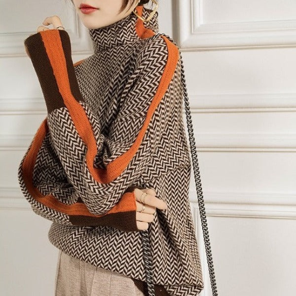 Eleanor | Col Roulé Luxe à Chevrons