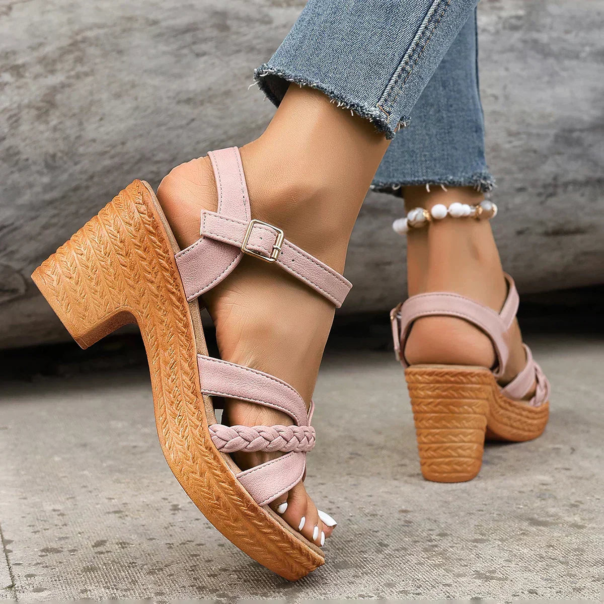 SANDALIAS DE PLATAFORMA CON TIRAS TRENZADAS