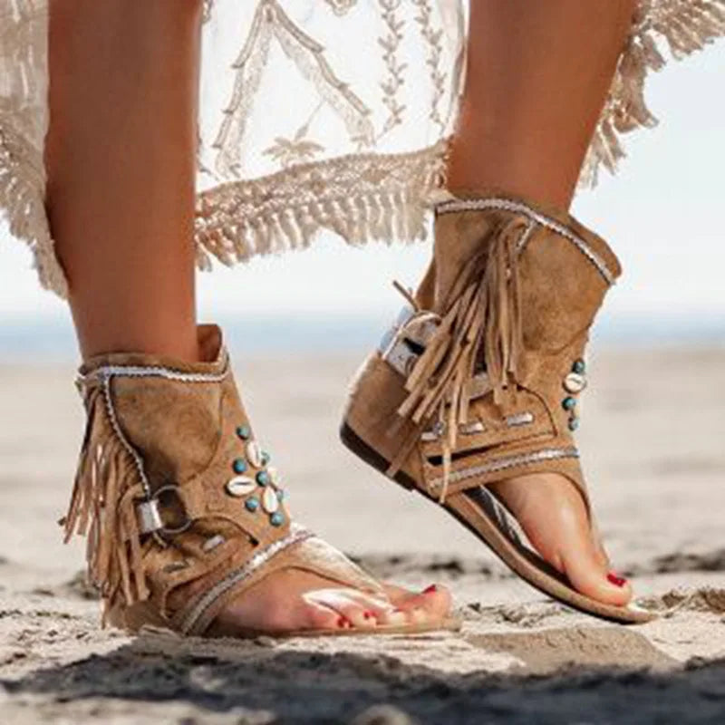 Hera™ – Boho sandály s třásněmi