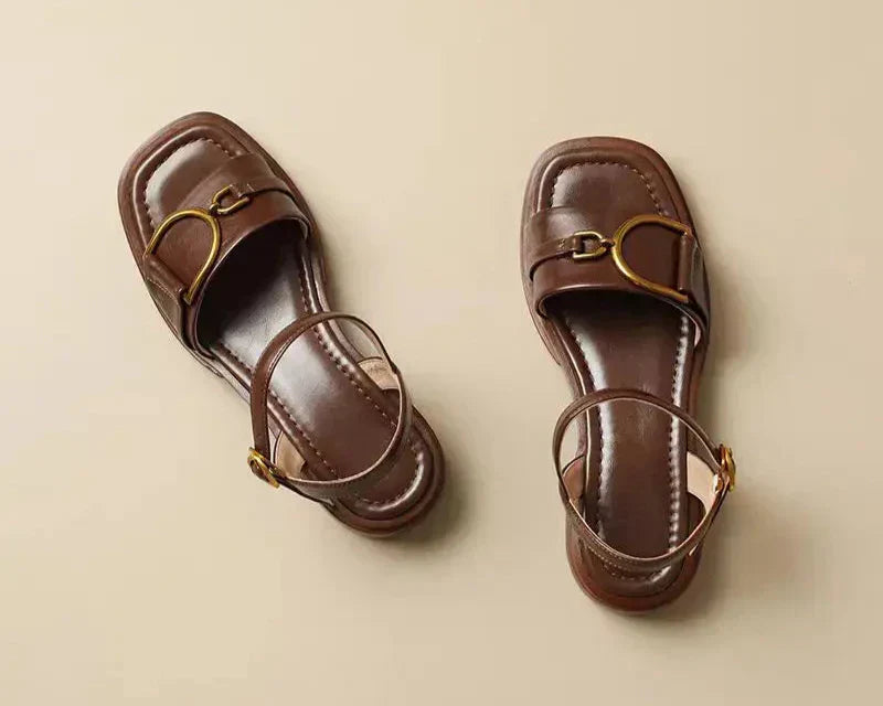 The Amara | Sculpted Leather Square-Toe Sandals™