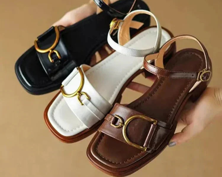 The Amara | Sculpted Leather Square-Toe Sandals™