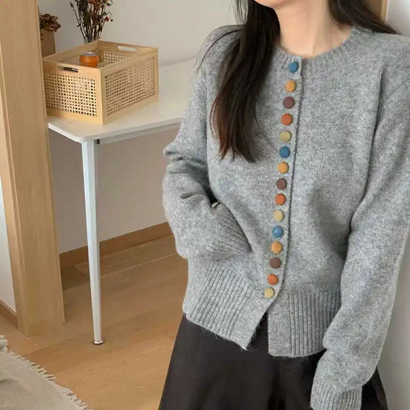 Louella | Rainbow Button Cardigan