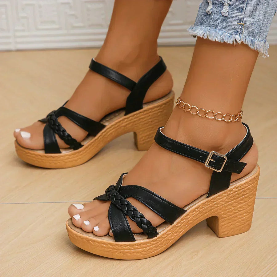 SANDALIAS DE PLATAFORMA CON TIRAS TRENZADAS