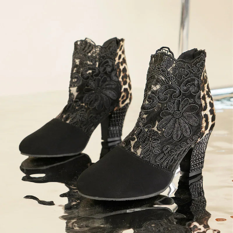 Heloise™ | Bottines en dentelle élégantes à talons hauts