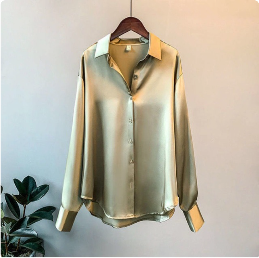 Olivia - Blusa de Satén de Lujo con Mangas Largas