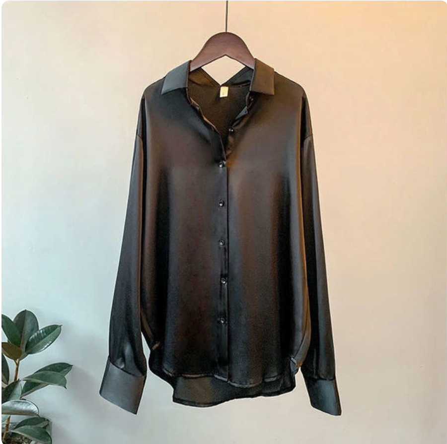 Olivia - Blusa de Satén de Lujo con Mangas Largas