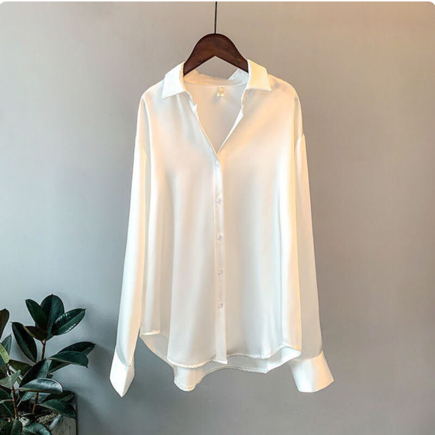 Olivia - Blusa de Satén de Lujo con Mangas Largas