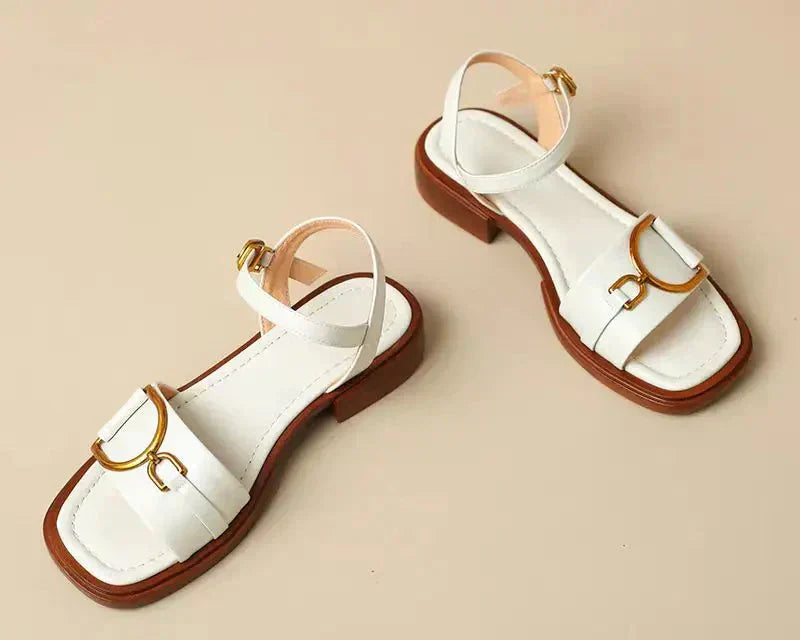 The Amara | Sculpted Leather Square-Toe Sandals™