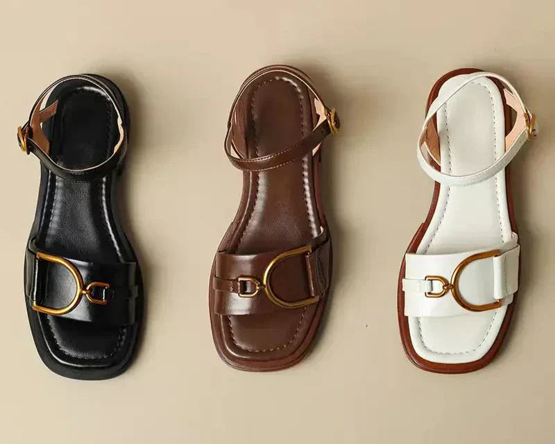 The Amara | Sculpted Leather Square-Toe Sandals™