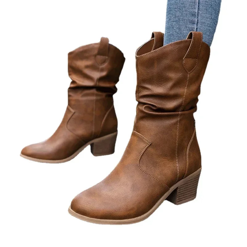 Claire® | Classic Mid-Calf Western Boots
