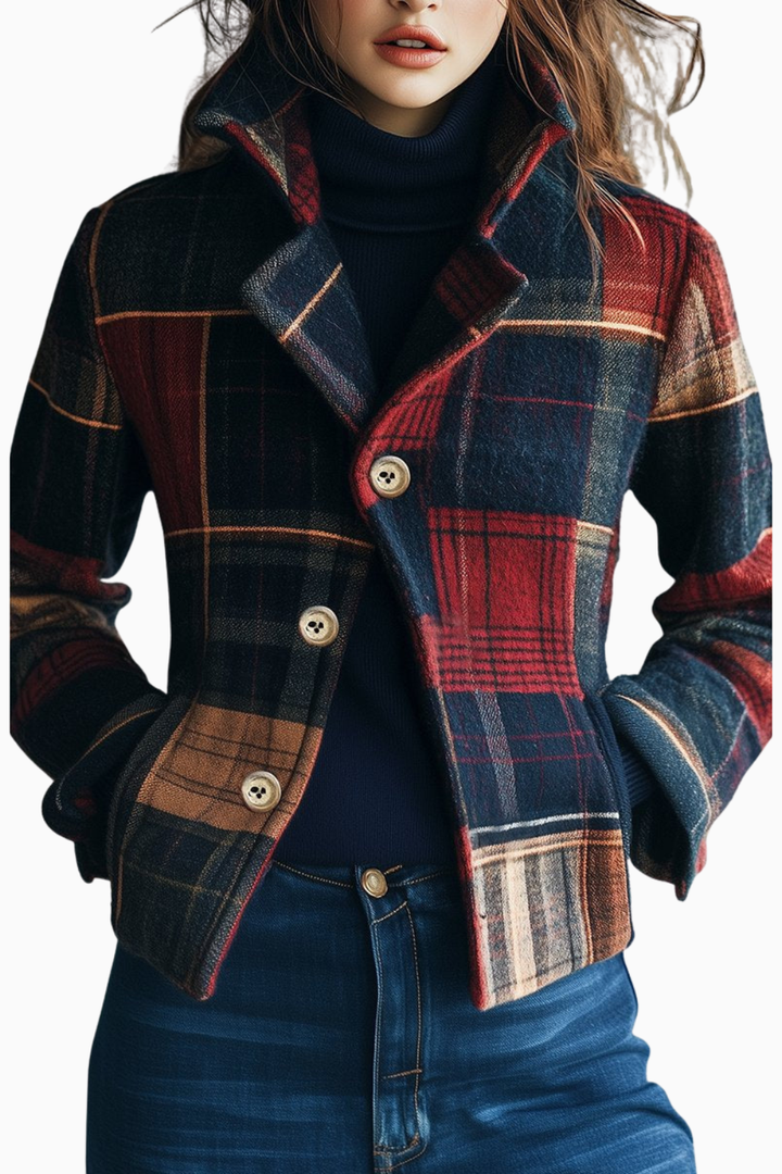 Janice - Plaid Woolen Jacket