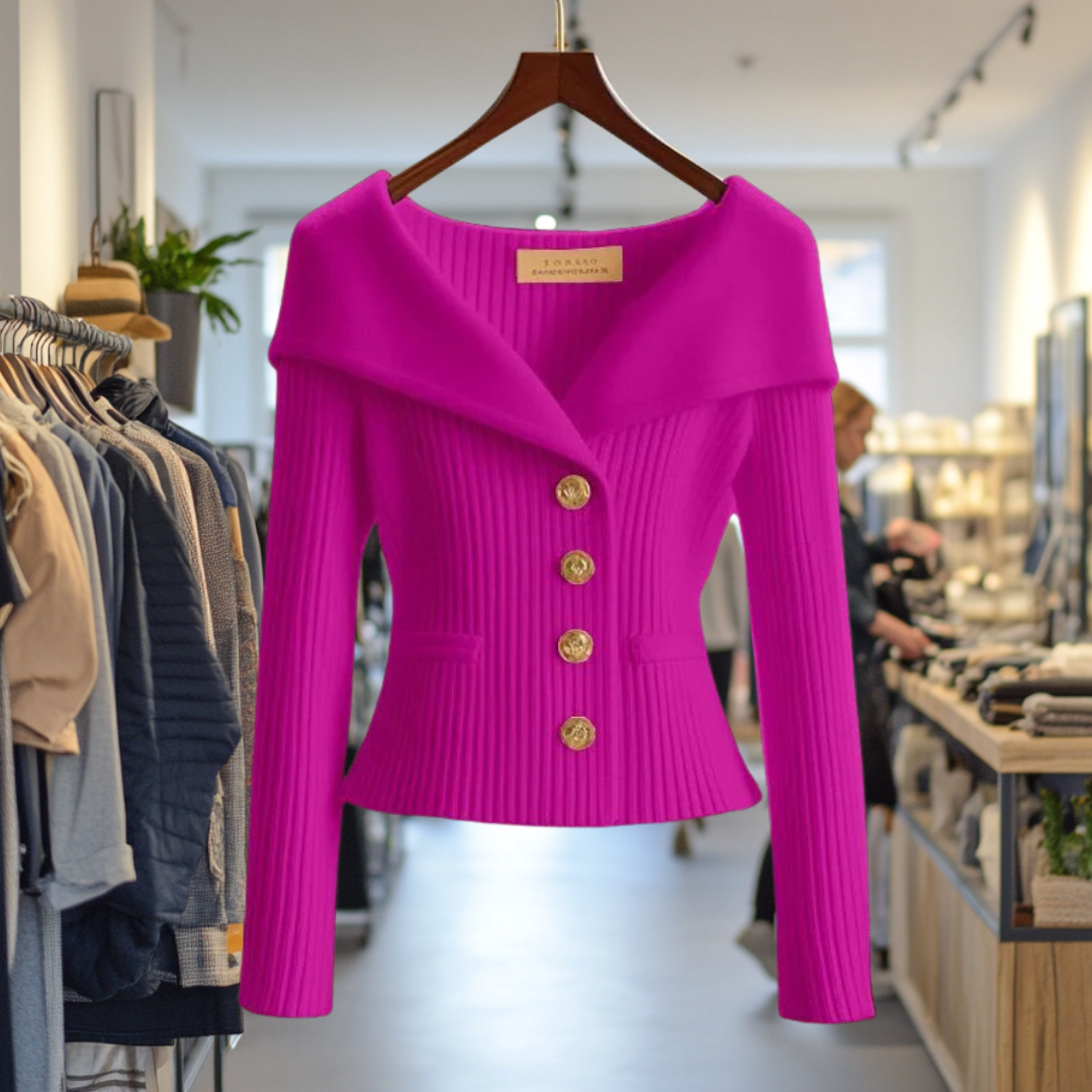Clara | Veste-Chandail boutonnée audacieuse