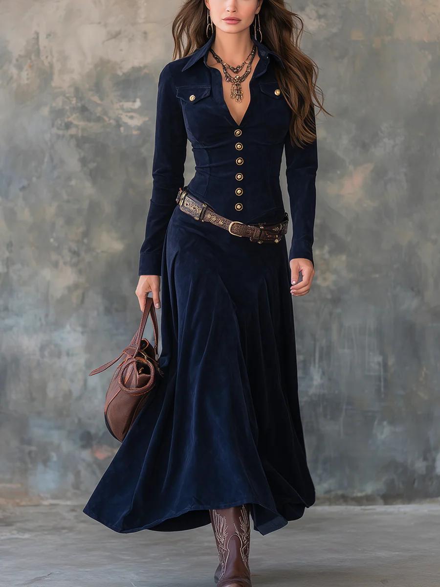 Milana | Long Suede Dress with Slit