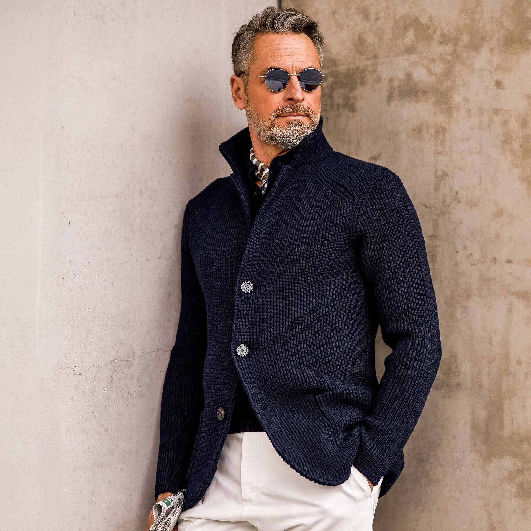 Arnold - Gilet cardigan homme style militaire rétro