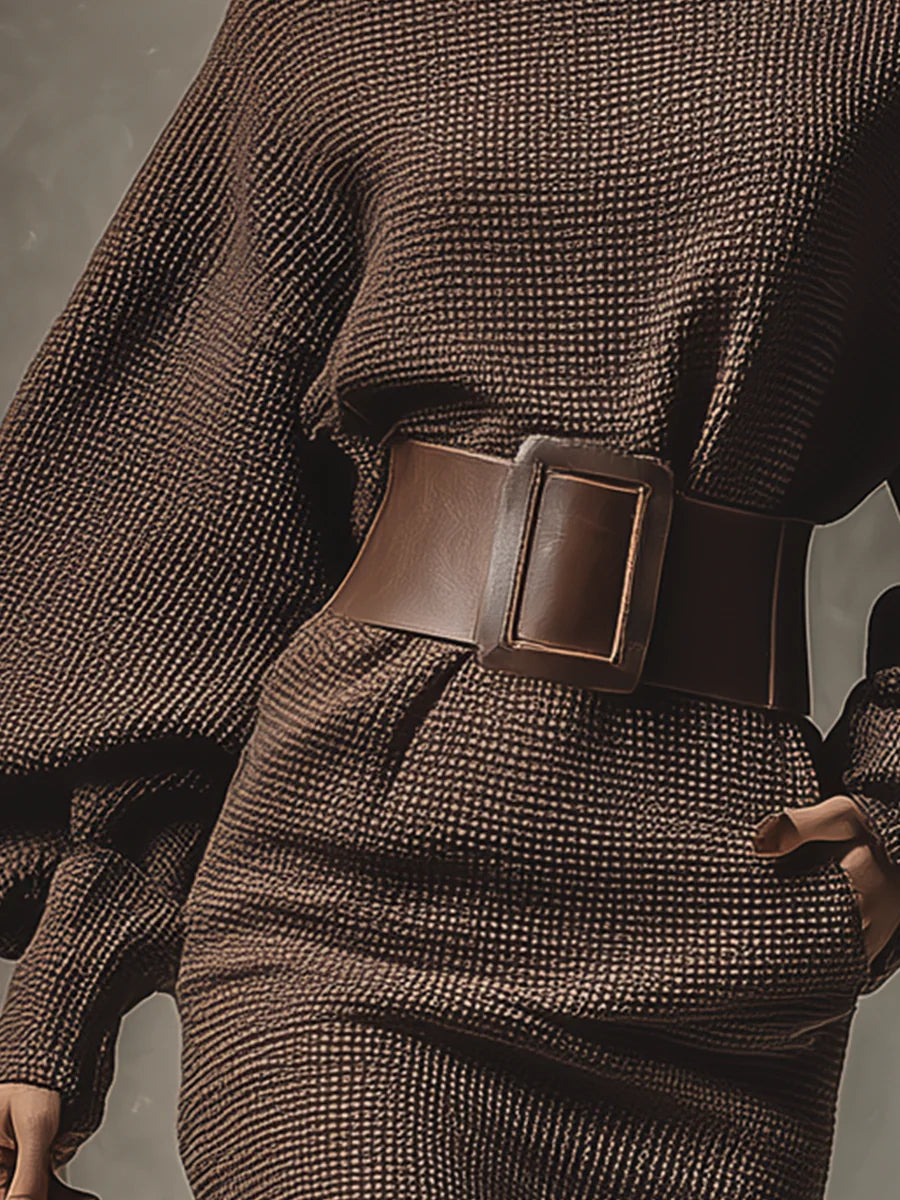 Clea - Robe courte en maille ceinturée et structurée