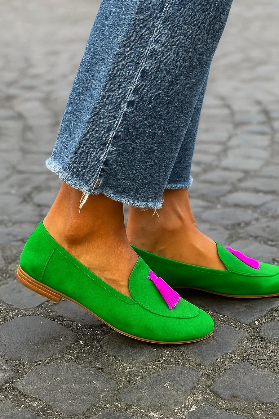 MOCASÍN VERDE CON FLECO FUCISA