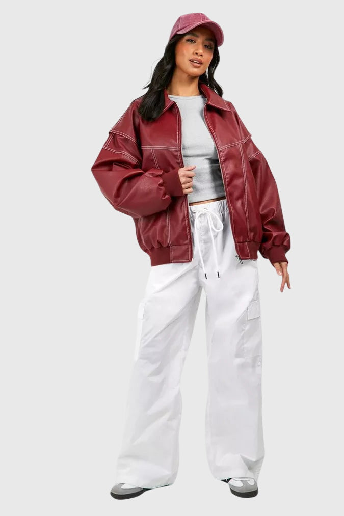 Faye™ – Oversized kožená bunda