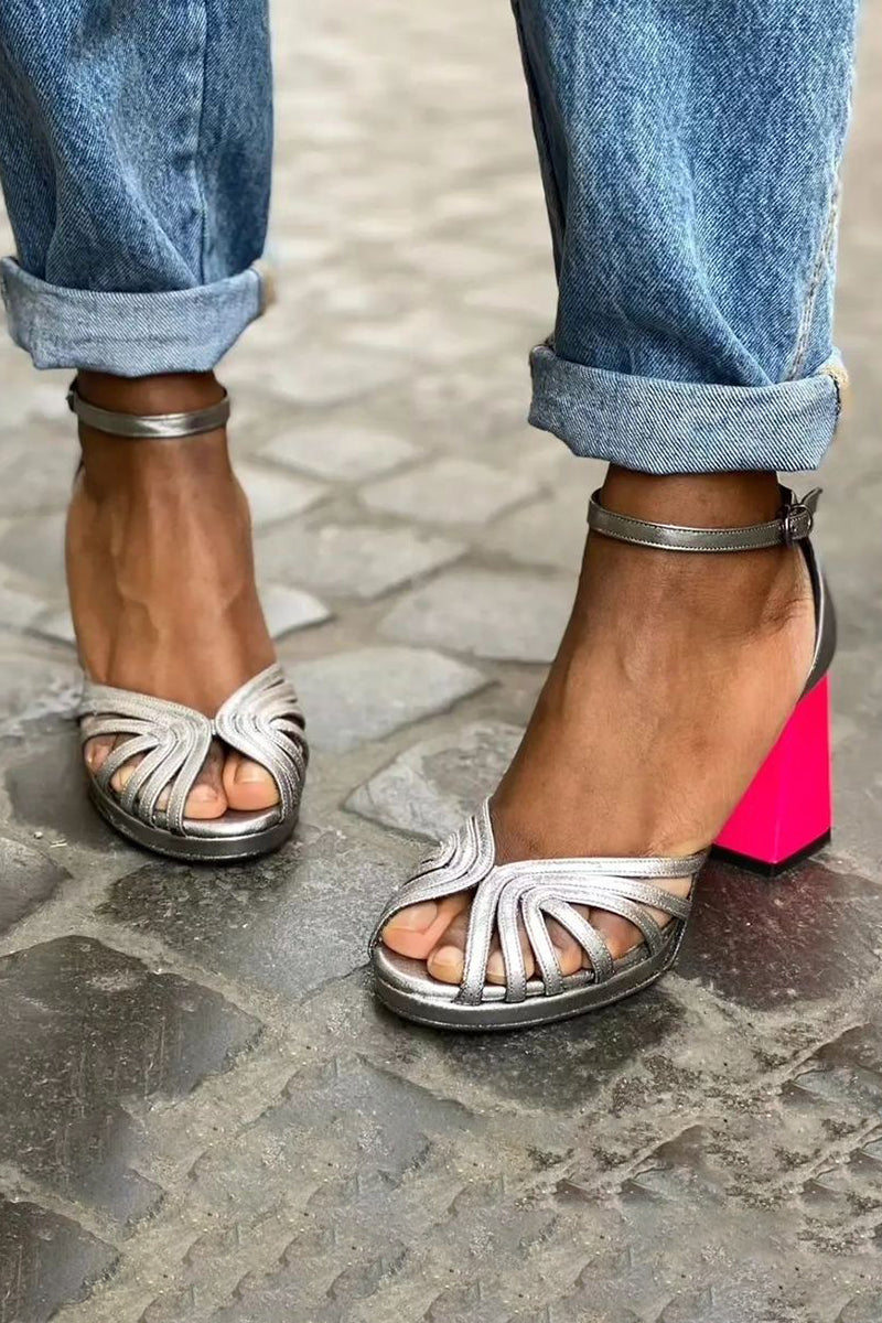 Seraphina™ | Shiny sandals with thick heel