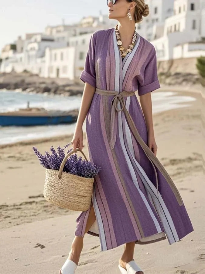 Women'S Loose Striped Print Dress