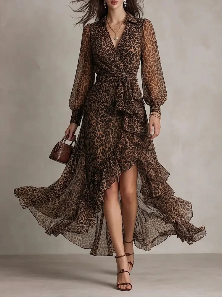 Women's V-neck Leopard Print Dress