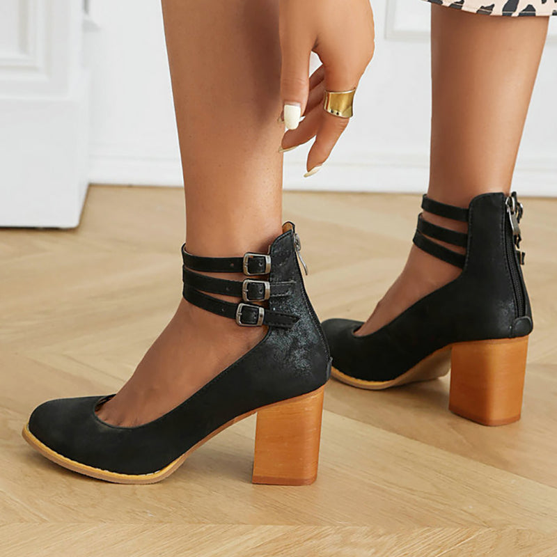 Narella™ | Sandalias elegantes de tacón medio y punta cuadrada