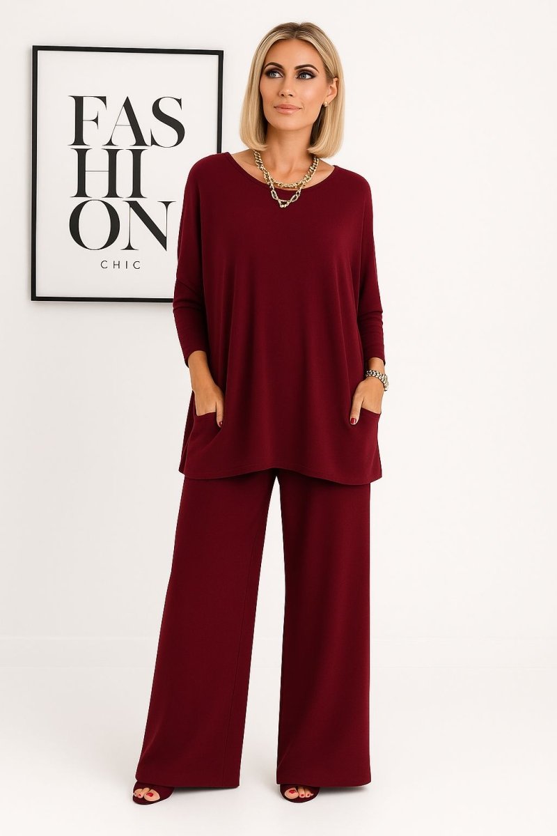 Ensemble haut et pantalon en maille Barbara