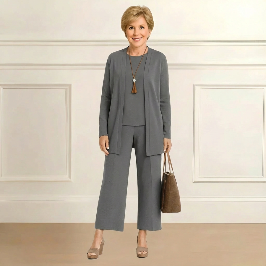 Ensemble cardigan, haut et pantalon Barbara