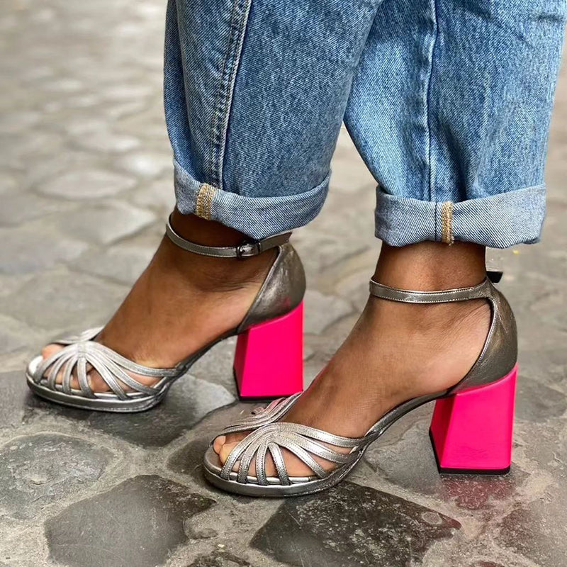 Seraphina™ | Shiny sandals with thick heel