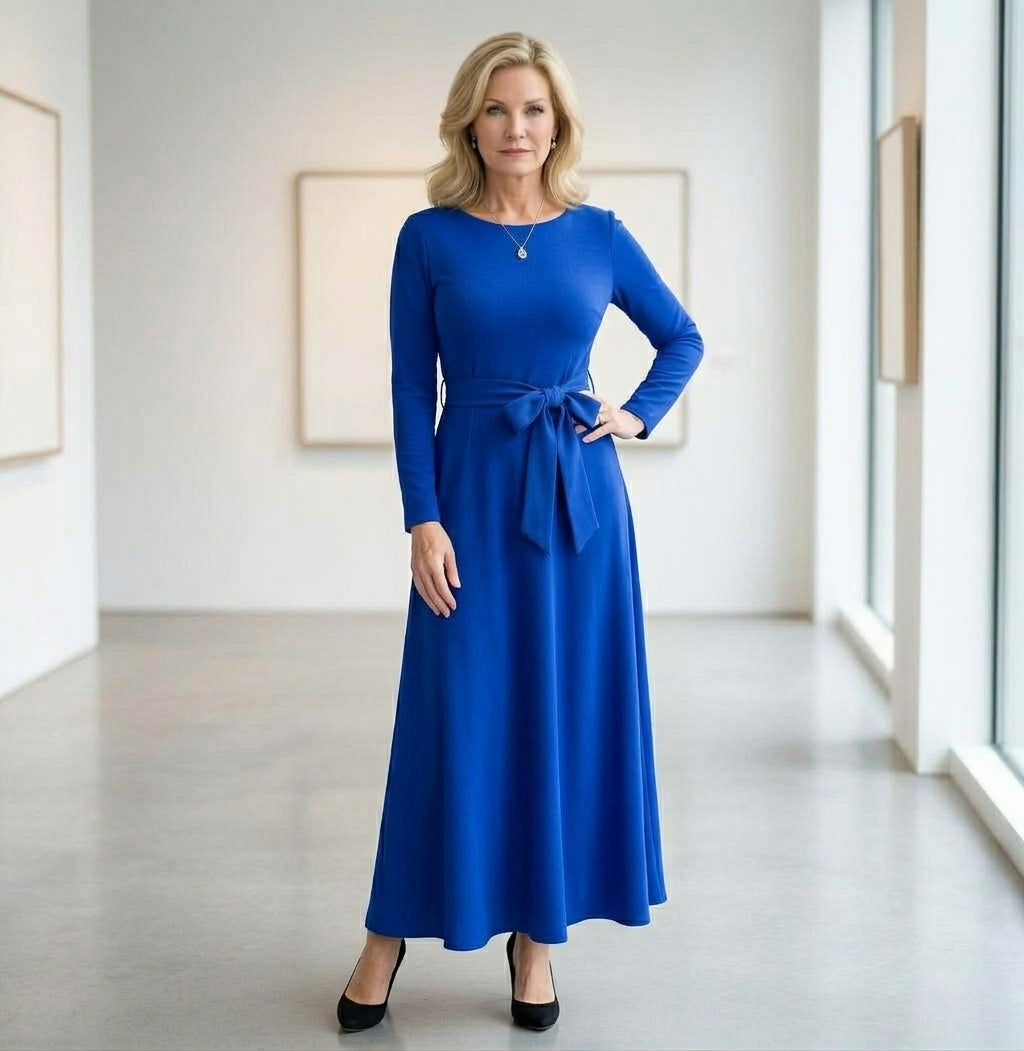 Ella | Belted Ruffled-Hem Midi Dress