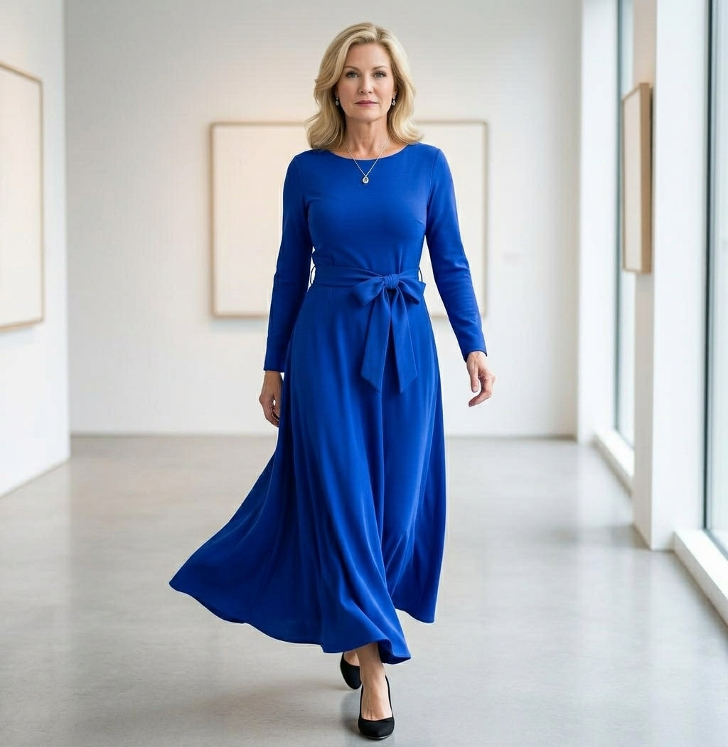 Ella | Belted Ruffled-Hem Midi Dress