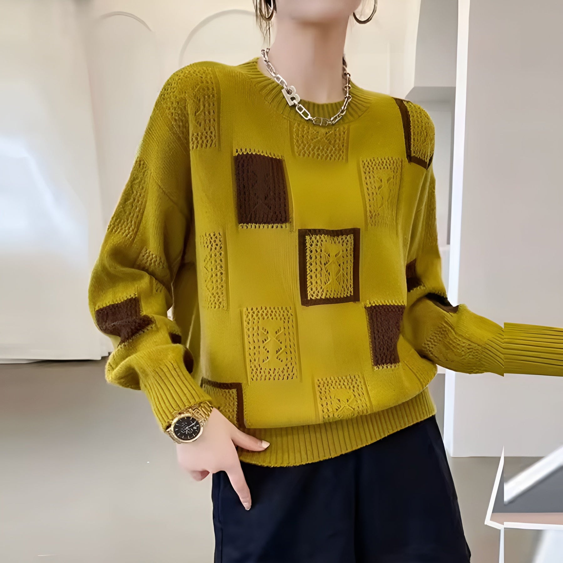 Samantha | Monochrome Patchwork Sweater