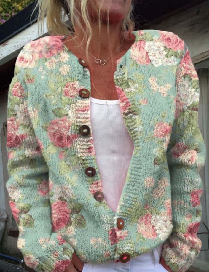 Debrah | Gilet élégant vert à imprimé floral