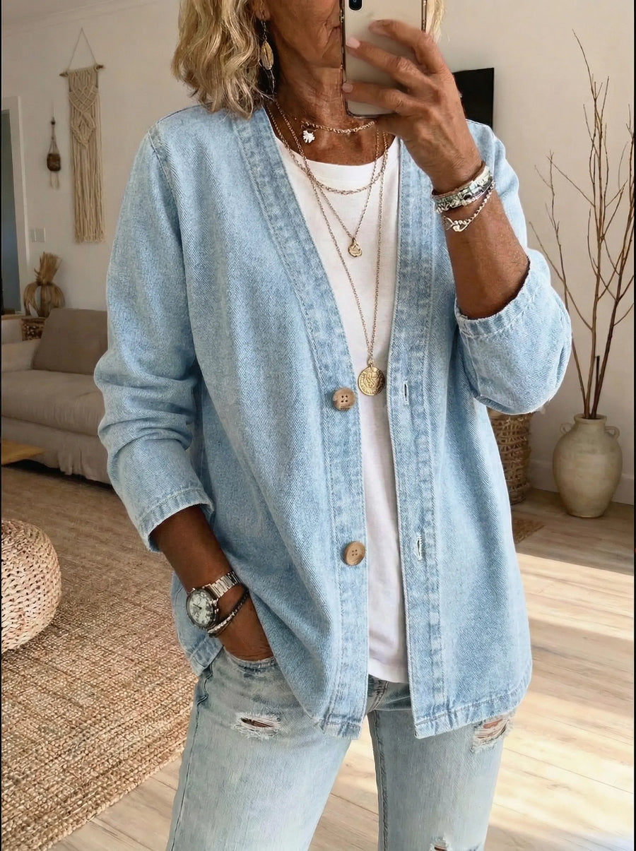 Shiloh - Lightweight Denim Button Cardigan