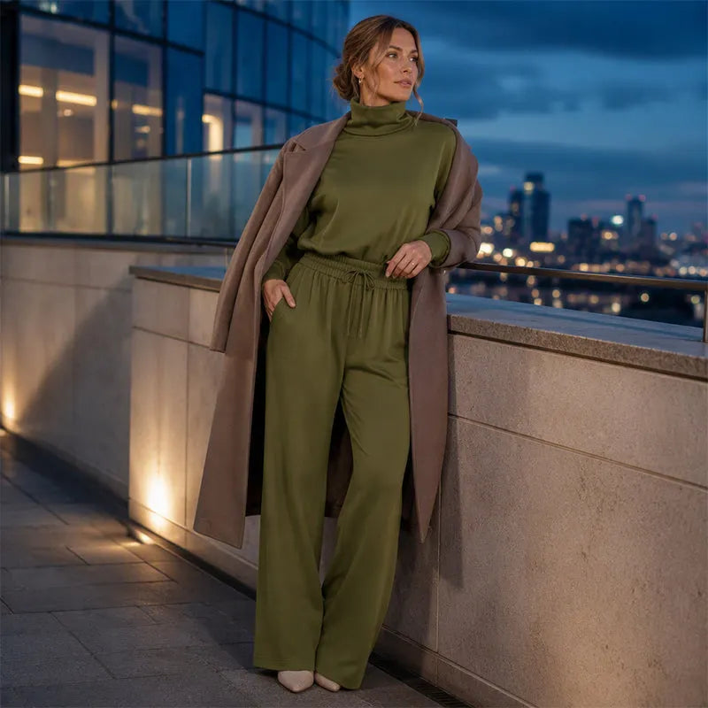 Orianna - Soft-Touch Turtleneck Two-Piece Set