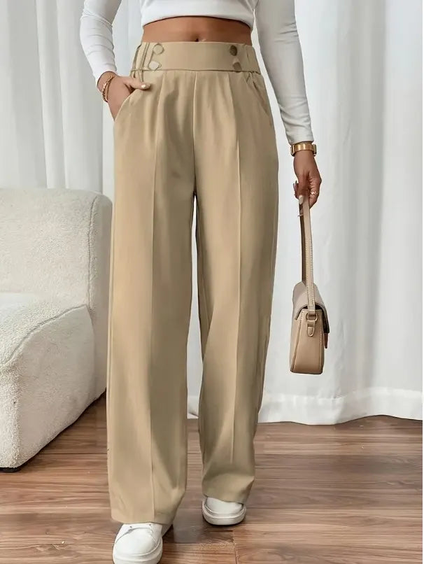 Ashlena - Soft-Touch High-Waisted Wide-Leg Trousers