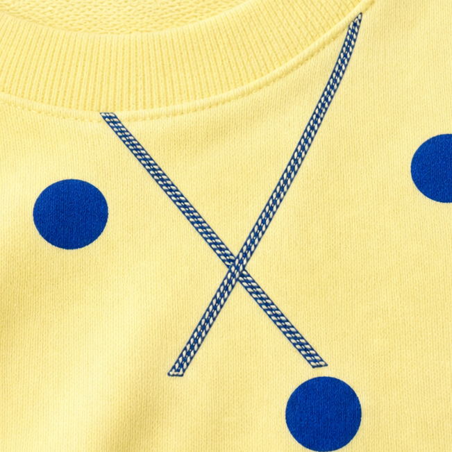 Sunbelle – Polka Dot Ribbon-Tie Neck Sweatshirt