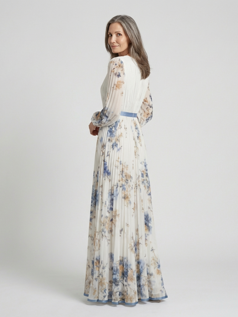 Lavinia | Robe longue col V à manches longues et imprimé floral