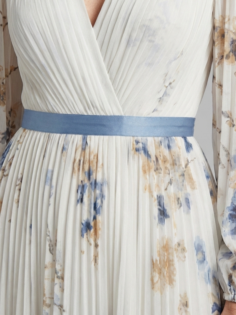 Lavinia | Robe longue col V à manches longues et imprimé floral