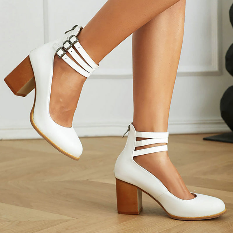 Narella™ | Sandalias elegantes de tacón medio y punta cuadrada