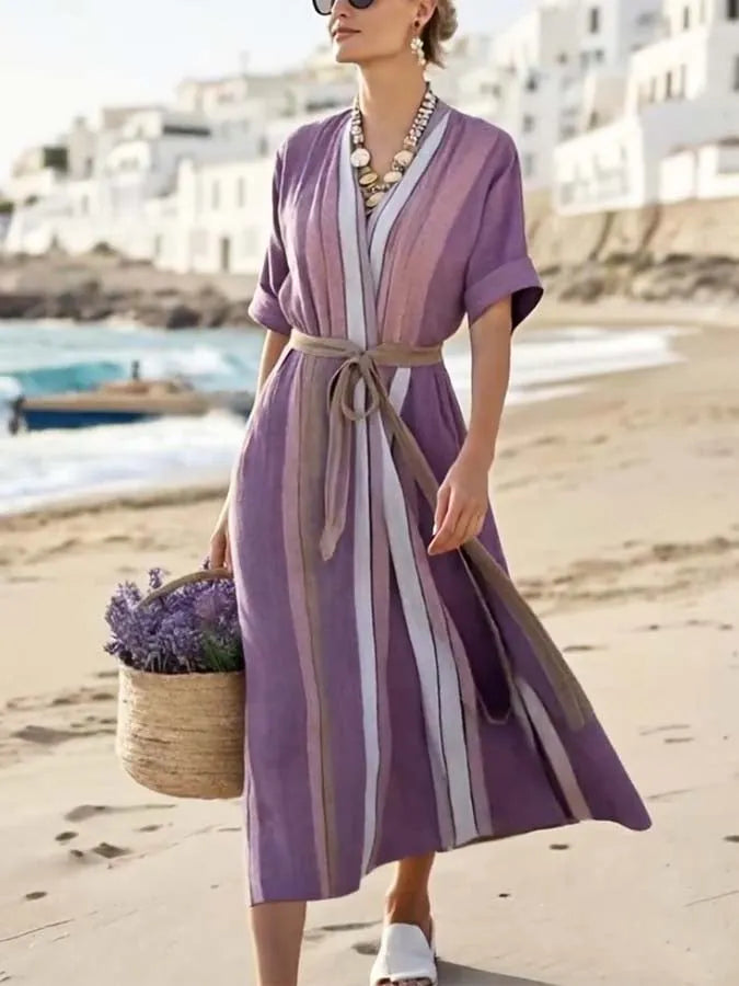 Women'S Loose Striped Print Dress