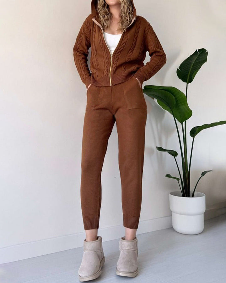 Ania - Casual Twist Jacquard Two Piece Set (Copy)