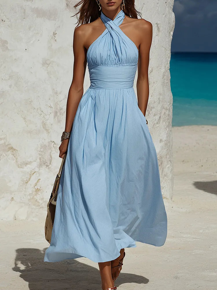 Bohemian Vacation Halter Neck Dress