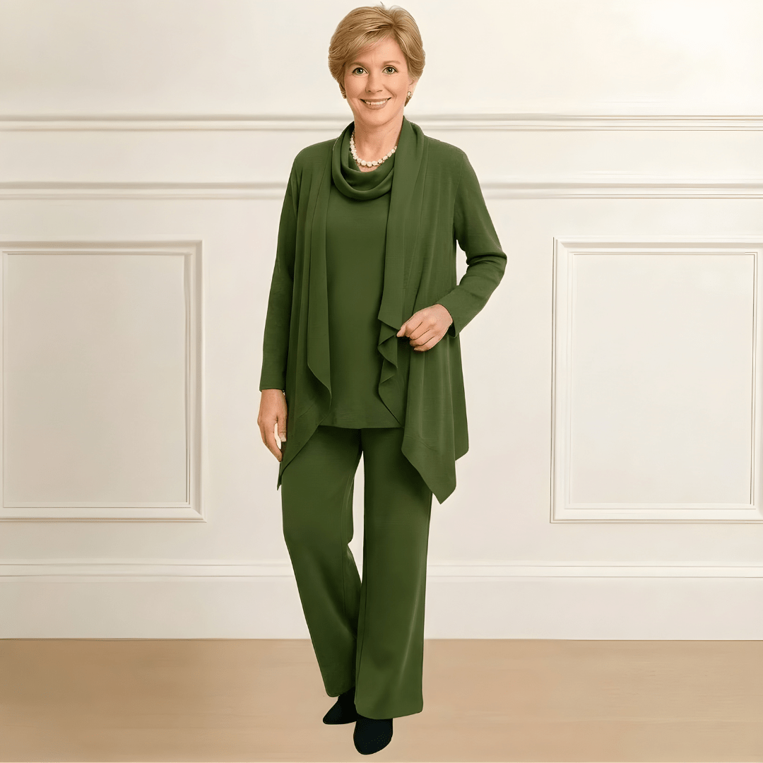 Ensemble cardigan, haut et pantalon Evelyn