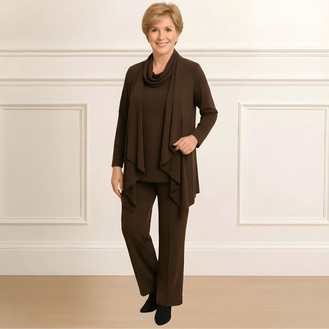 Ensemble cardigan, haut et pantalon Evelyn
