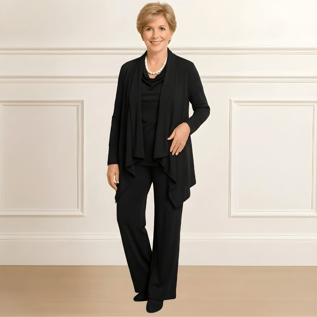 Ensemble cardigan, haut et pantalon Evelyn