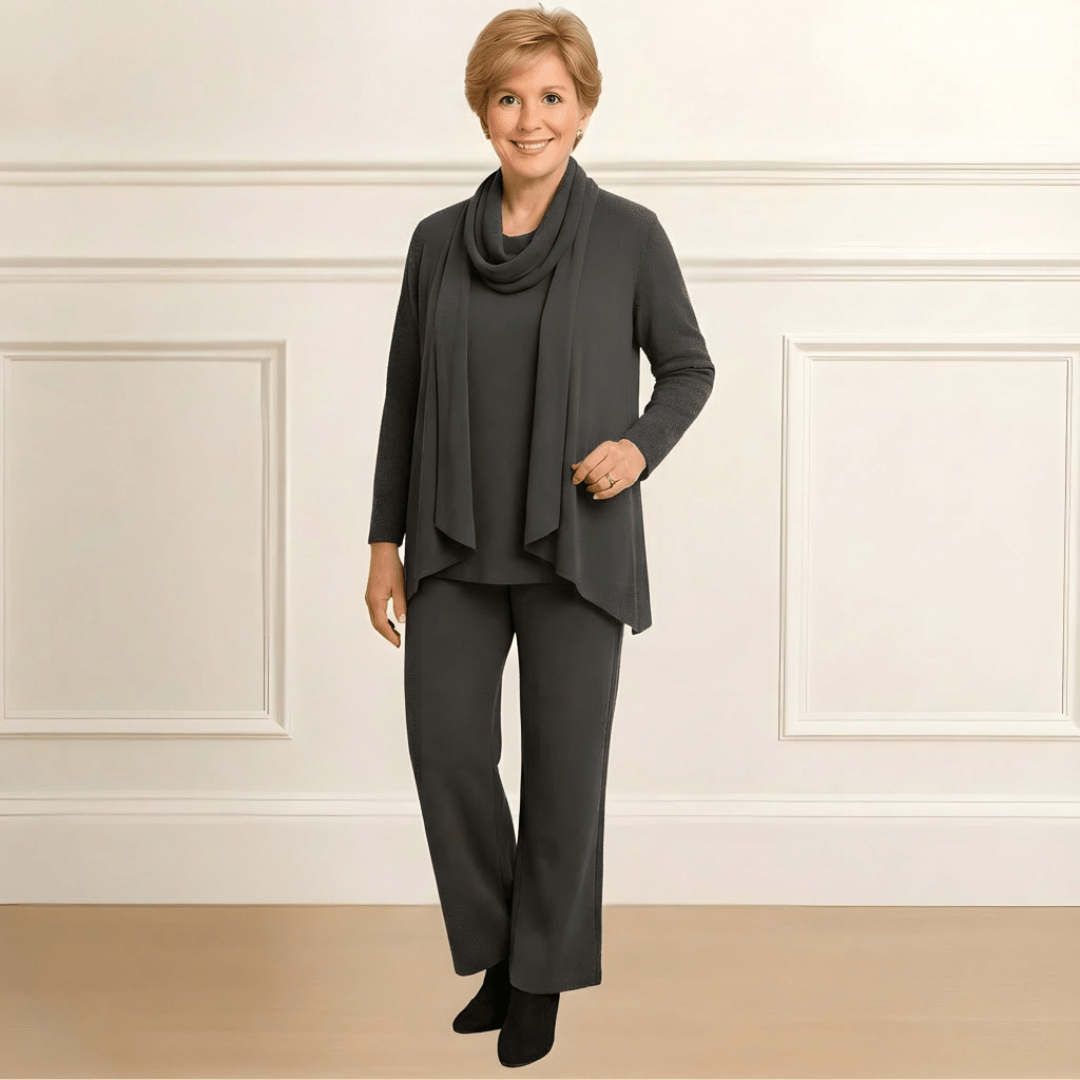 Ensemble cardigan, haut et pantalon Evelyn