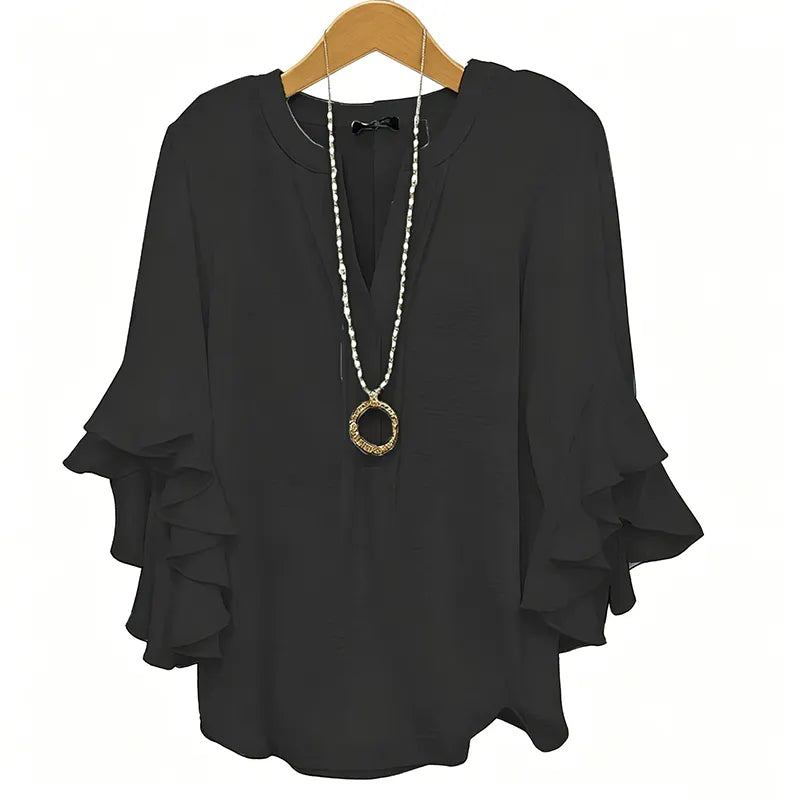 V-Neck Ruffled Sleeve Top